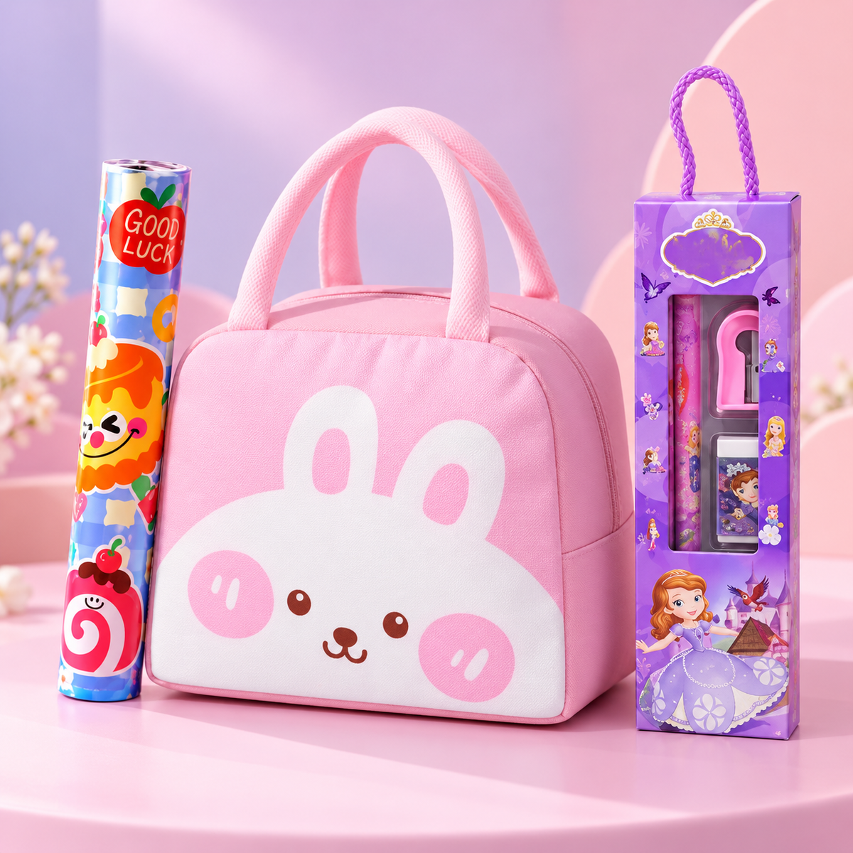 Pastel Bunny Bag & Stationery Gift Set for Kids