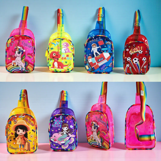 Neon Cartoon printed Chest Sling Bag