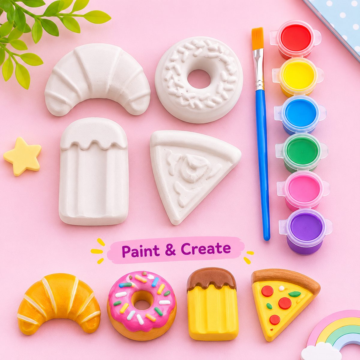 Paint & Create DIY Food Figurine Painting Kit for Kids - set of 4