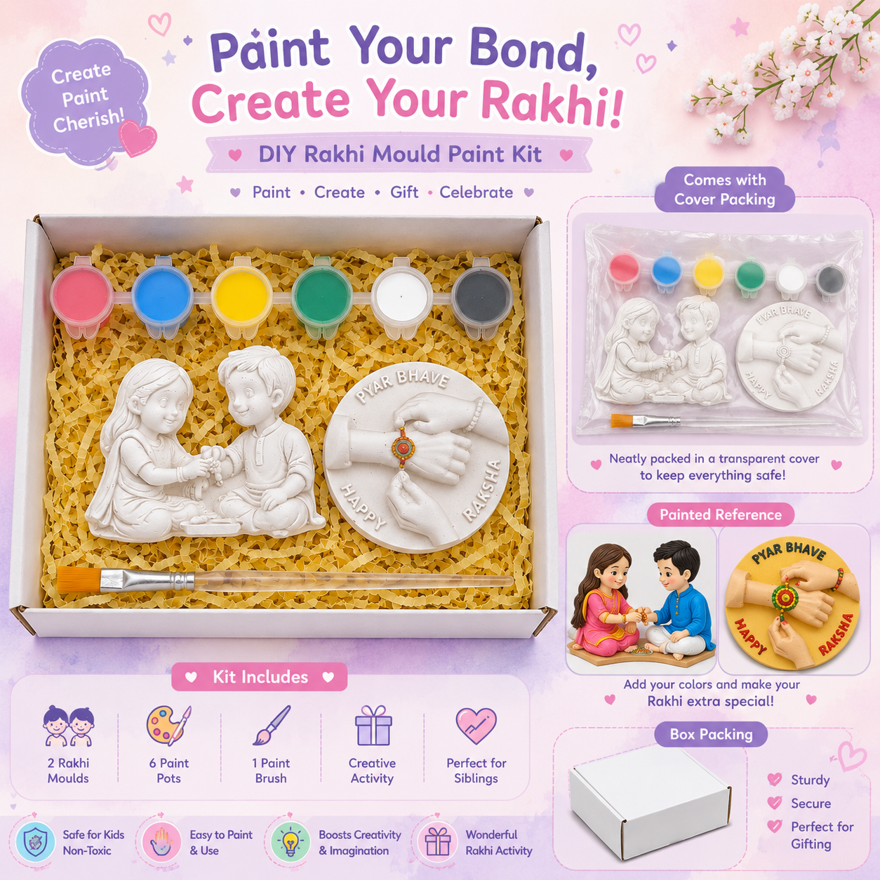 DIY Rakhi Mould Paint Kit | Paint Your Own Rakhi Craft Kit for Kids |