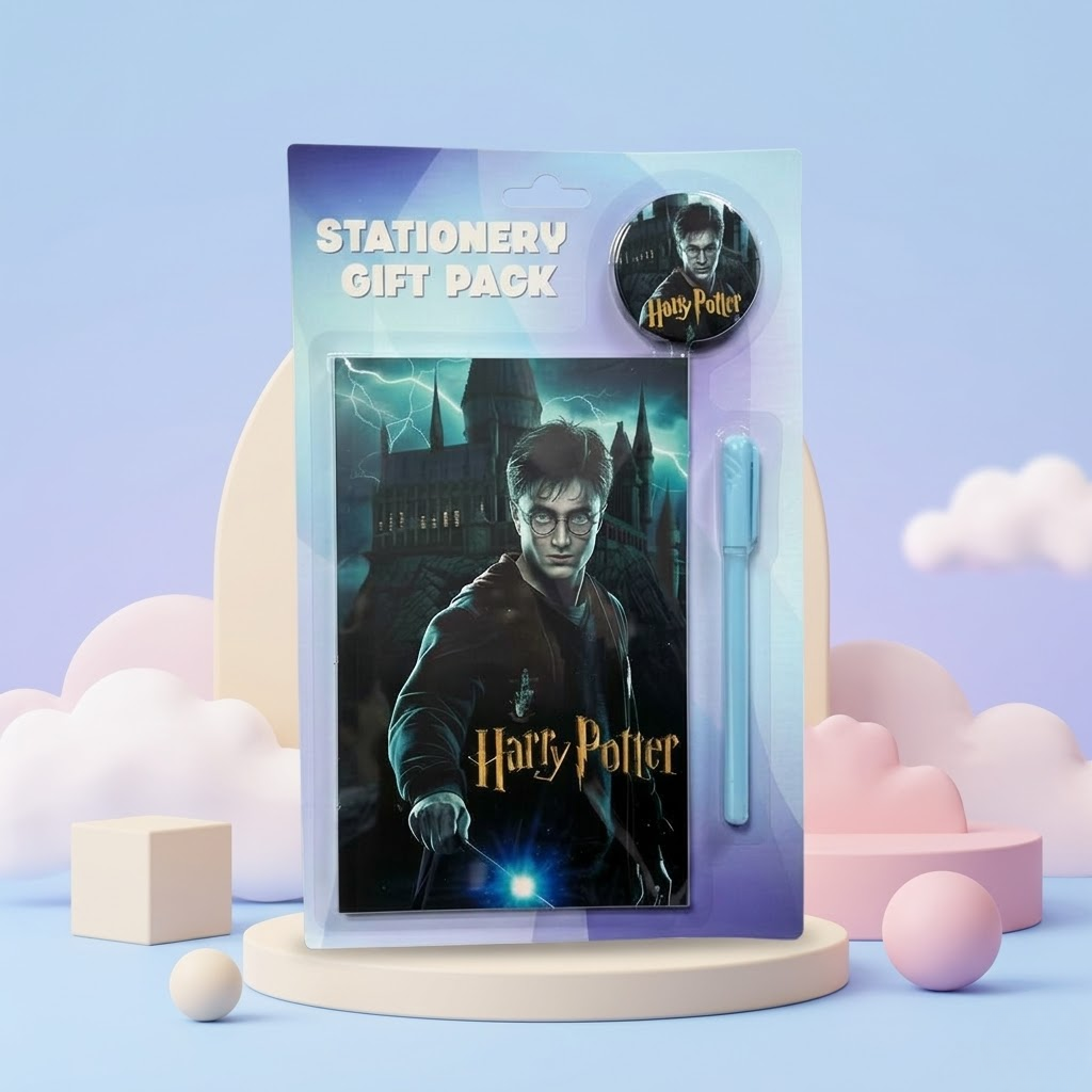 Harry Potter stationery gift pack for kids with notebook, pen and badge, birthday return gift stationery set for children