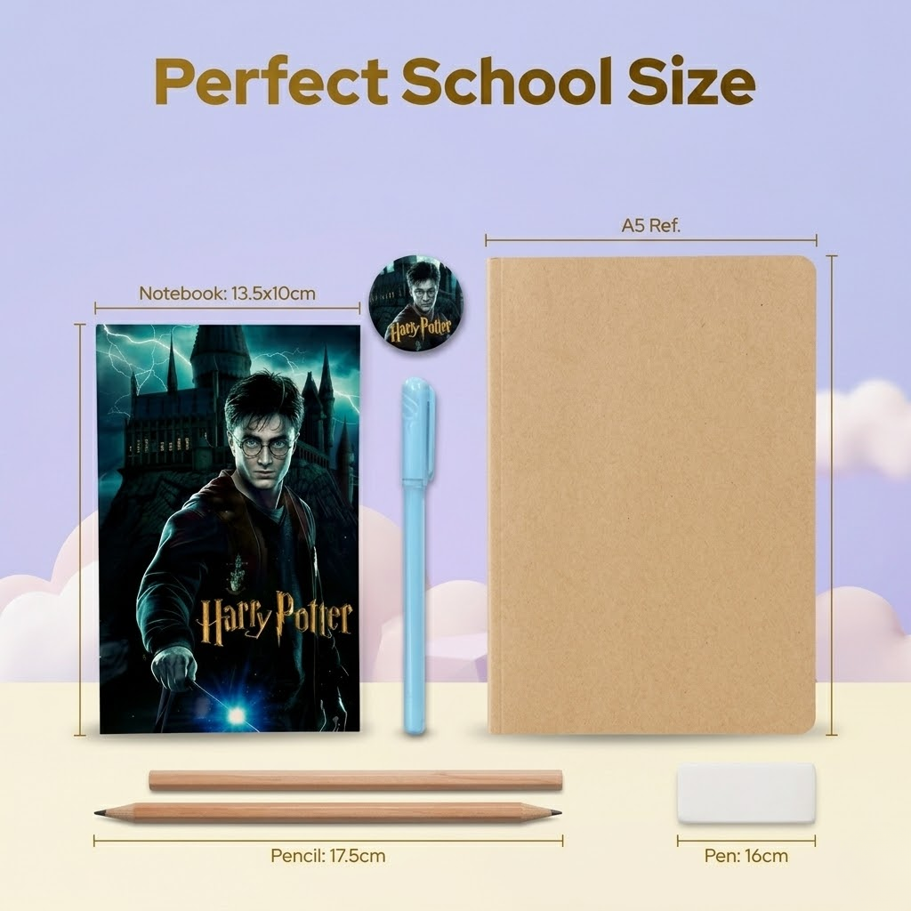 Harry Potter stationery gift pack for kids with notebook, pen and badge, birthday return gift stationery set for children