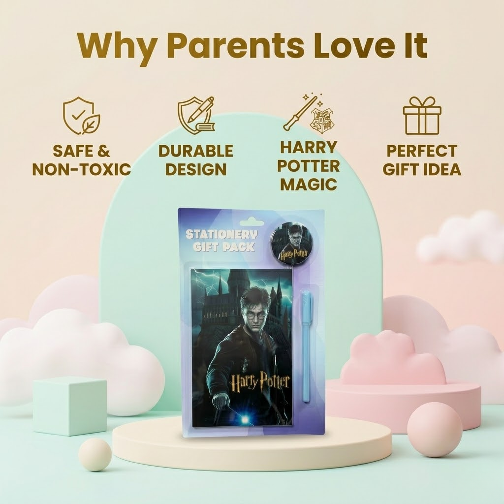 Harry Potter stationery gift pack for kids with notebook, pen and badge, birthday return gift stationery set for children